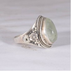 Prehnite ring, natural gemstone ring